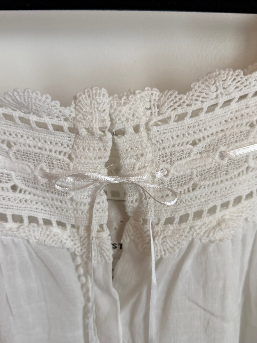 Industry White Lace-Trim cotton Peasant Blouse - Picture 3 of 7